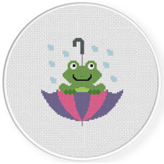 Frog Umbrella Cross Stitch Pattern