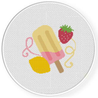 Lemon and Strawberry Popsicle Cross Stitch Pattern