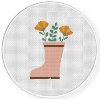 Spring Flower Boot Cross Stitch Pattern