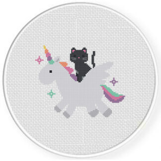 Black Cat And Unicorn Cross Stitch Pattern
