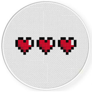 Gamer Hearts Cross Stitch Pattern