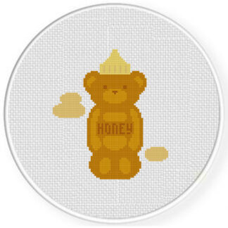Honey Bear Bottle Cross Stitch Pattern