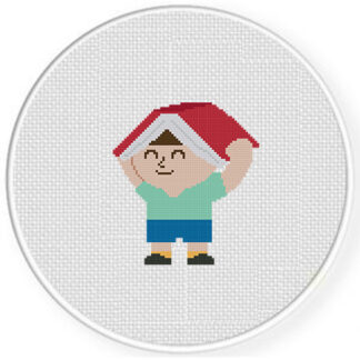 Kid With Book on Head Cross Stitch Pattern