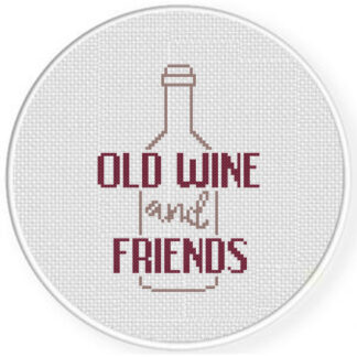 Old Wine And Friends Cross Stitch Pattern