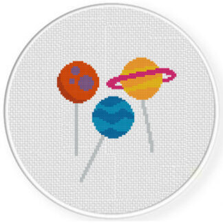 Planet Lollipops Cross Stitch Pattern
