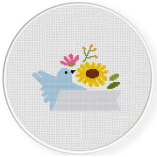 Bird and Floral Banner Cross Stitch Pattern