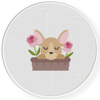Garden Planter Chihuahua Cross Stitch Pattern