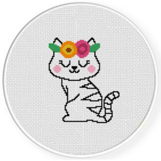 Kitty Floral Crown Cross Stitch Pattern
