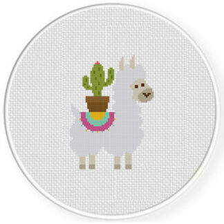 Llama and Cactus Cross Stitch Pattern