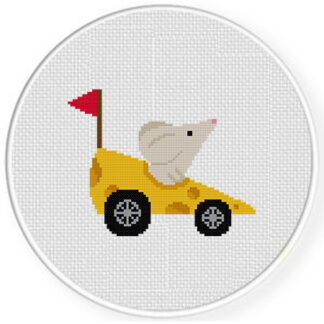 Mouse in Cheese Car Cross Stitch Pattern