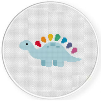 Rainbow Dino Cross Stitch Pattern