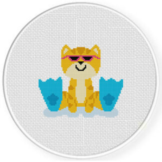 Tiger Scuba Flippers Cross Stitch Pattern