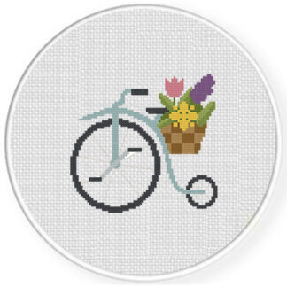 Vintage Bike Blooms Cross Stitch Pattern