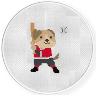 Baseball Pup Cross Stitch Pattern