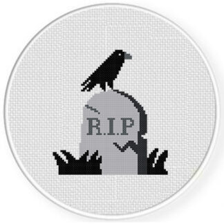Crow on Tombstone Cross Stitch Pattern