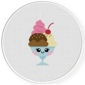 Cute Sundae Cross Stitch Pattern
