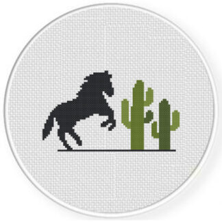 Desert Horse and Cacti Cross Stitch Pattern