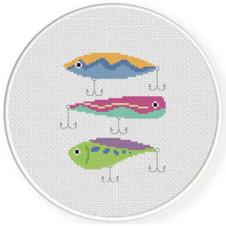Colorful Fishing Lures Cross Stitch Pattern