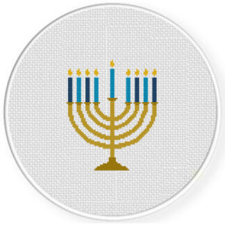 Golden Menorah Cross Stitch Pattern