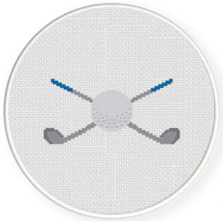 Golf Ball And Clubs Cross Stitch Pattern