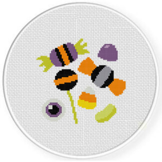 Halloween Candies Cross Stitch Pattern