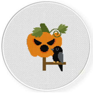 Jack-o-lantern Birdhouse Cross Stitch Pattern
