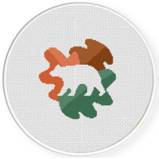 Bear Silhouette in Foliage Cross Stitch Pattern