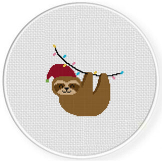 Christmas Lights Sloth Cross Stitch Pattern