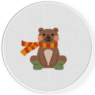 Fall Season Bear Cross Stitch Pattern