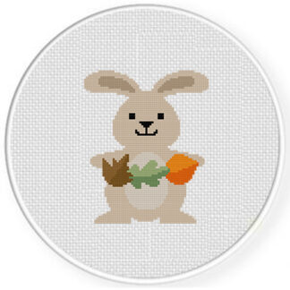 Fall Leaves Bunny Cross Stitch Pattern