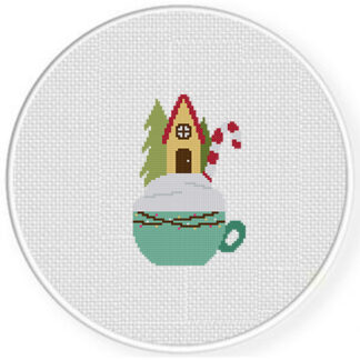 Gingerbread House on a Cup Cross Stitch Pattern