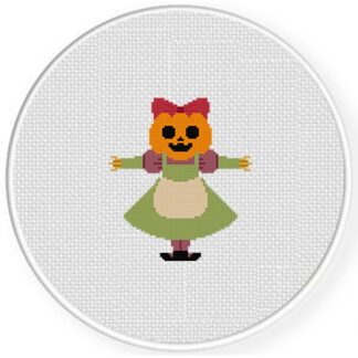 Jack O Lantern Lady Cross Stitch Pattern