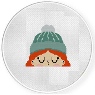 Red Hair Knitted Hat Cross Stitch Pattern