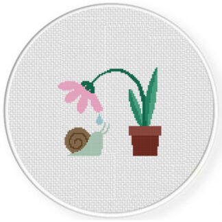 Snail Flower Drop Cross Stitch Pattern