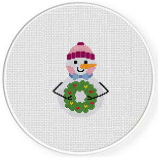 Snowman Christmas Wreath Cross Stitch Pattern