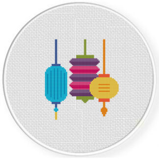 Colorful New Year Lanterns Cross Stitch Pattern