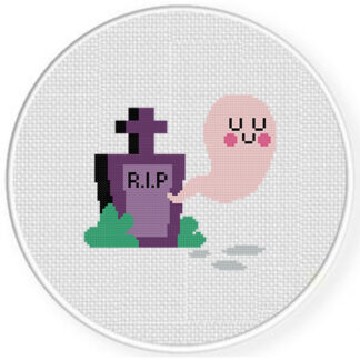 Ghost From Tombstone Cross Stitch Pattern