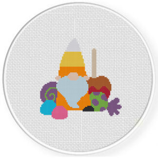 Gnome And Treat Candies Cross Stitch Pattern