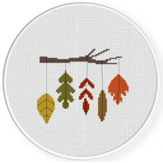 Hanging Autumn Leaves Cross Stitch Pattern