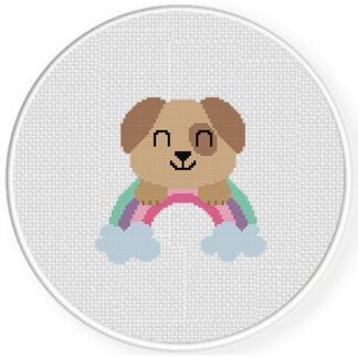 Happy Rainbow Puppy Cross Stitch Pattern