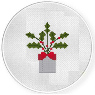 Potted Holly Plant Cross Stitch Pattern