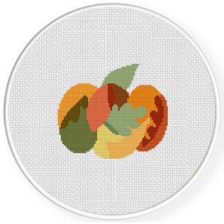 Pumpkin Autumn Foliage Cross Stitch Pattern