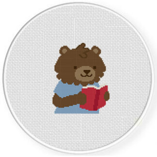 Reading Bear Cross Stitch Pattern