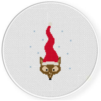 Santa Hat Fox Cross Stitch Pattern