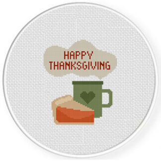 Thanksgiving Pie and Tea Cross Stitch Pattern