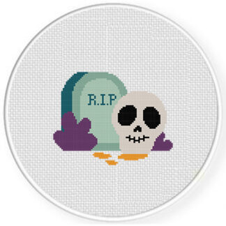 Tombstone Skull Cross Stitch Pattern