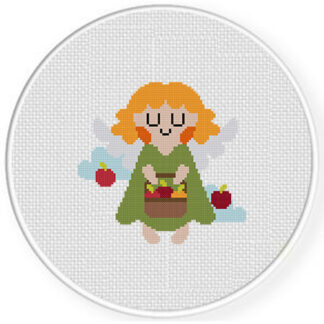 Harvest Angel Apples Cross Stitch Pattern