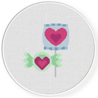 Hearty Candies Cross Stitch Pattern