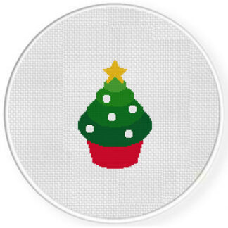 Christmas Tree Cupcake Cross Stitch Pattern