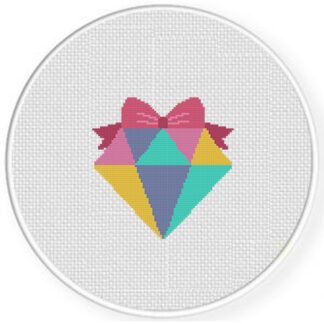 Pastel Diamond Bow Cross Stitch Pattern